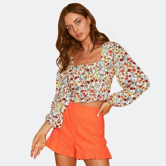 Lost + Wander Renee Floral Crop Top long sleeve flower belly shirt hippy boho - Picture 3 of 8